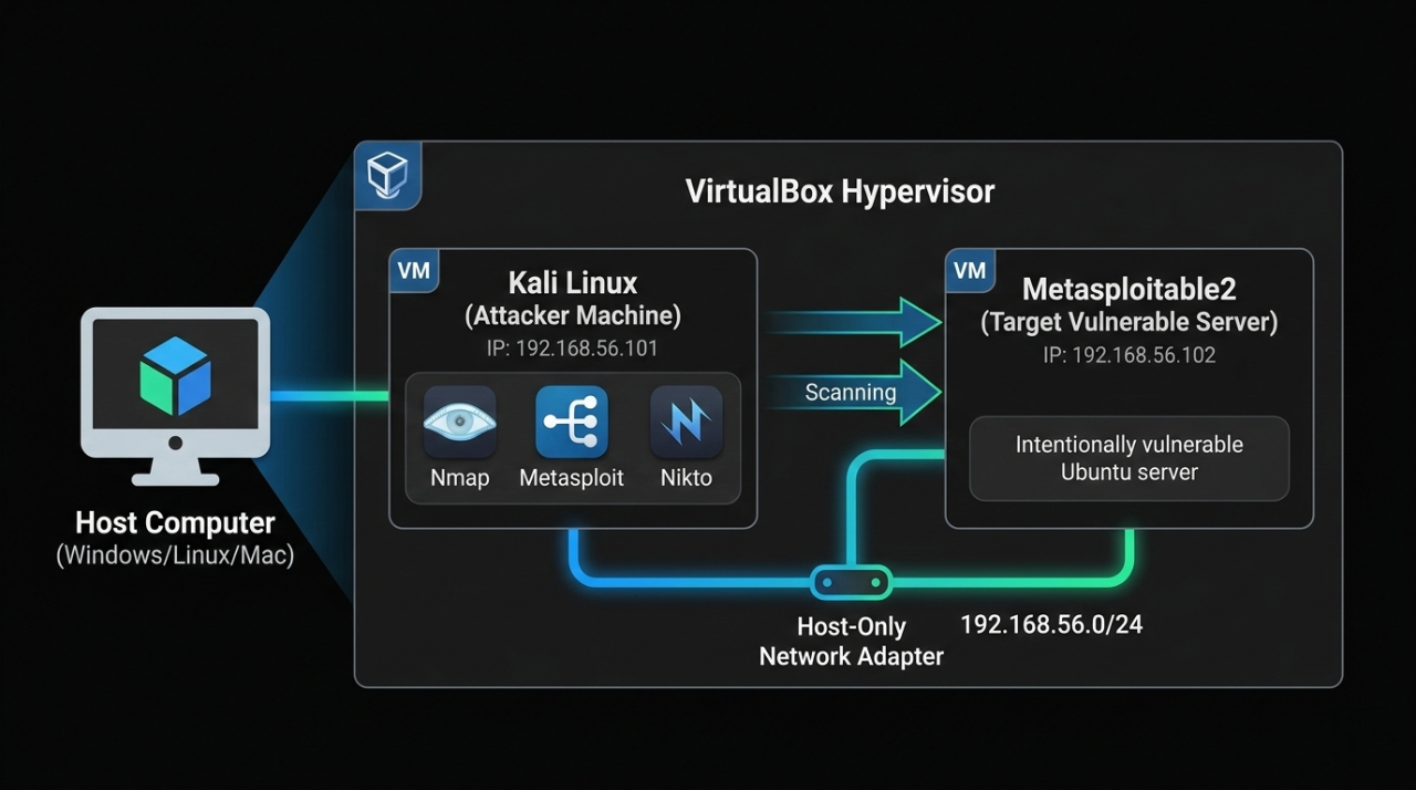 set up ethical hacking lab virtualbox kali-linux metasploitable2