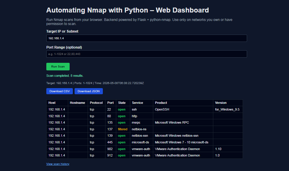 Flask Nmap Web Scanner Project Tutorial